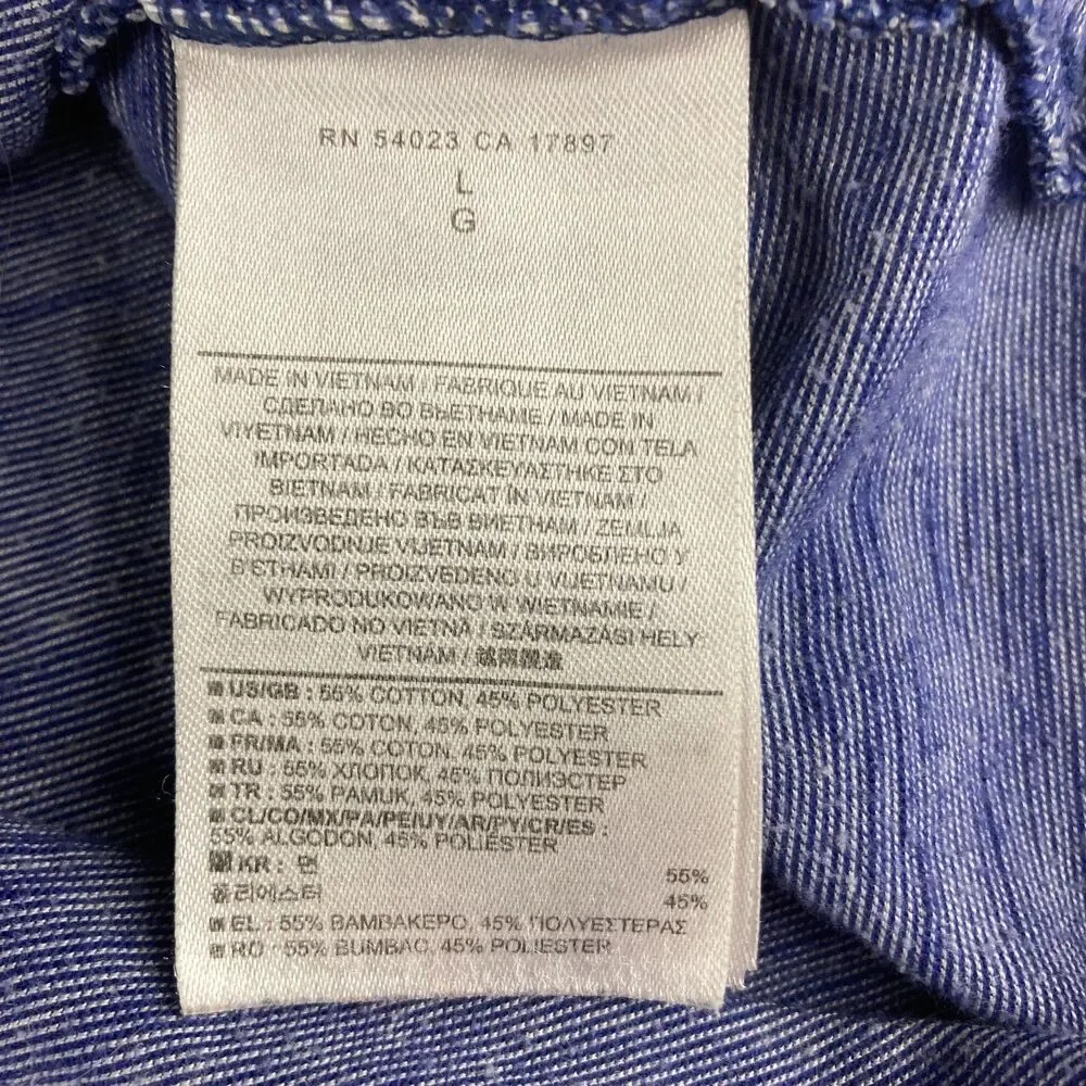 Banana Republic Polo Shirt Mens Large Blue Slub Knit Short Sleeve Pocket